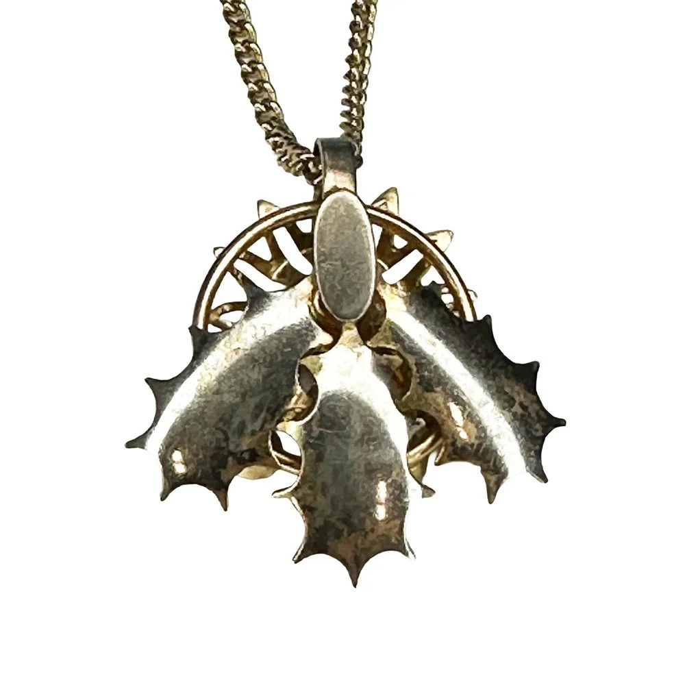 VINTAGE‎ Art Deco Style Starburst Pendant Necklace • amethyst, gold tone